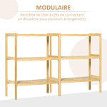 Étagère de rangement, étagère en bambou à 3 niveaux, bibliothèque pour salon, chambre et bureau, 62 x 33 x 80 cm