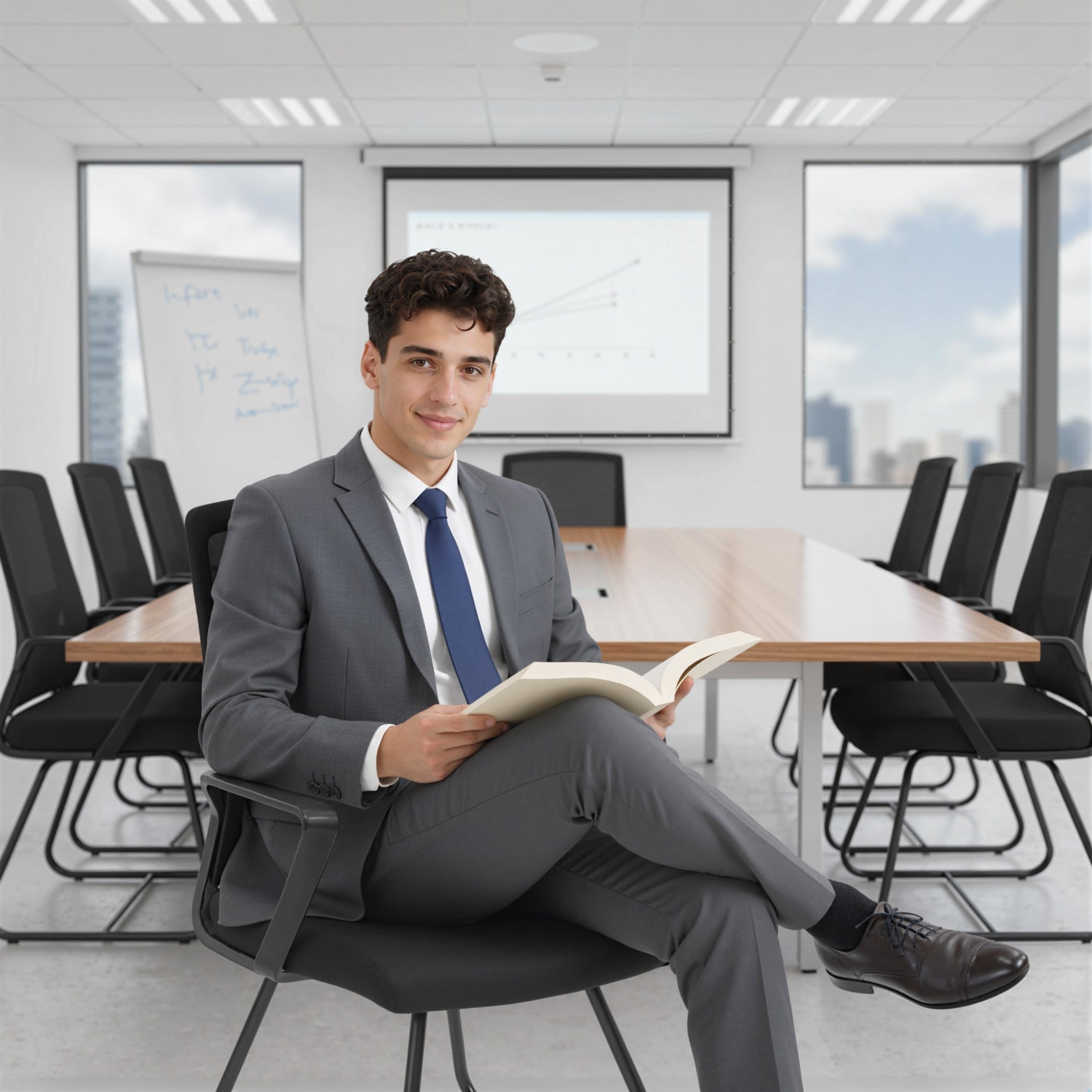 Chaise de bureau ergonomique sans roulettes, chaise de conférence avec dossier en maille, soutien lombaire, noir