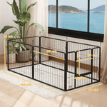 Dog playpen, 6-panel modular and foldable dog enclosure, portable steel with door 80 x 60 gray