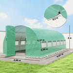 Serre tunnel de jardin 18m², serre de jardin tunnel avec porte et 12 fenêtres avec moustiquaires, 295x597x200cm, vert