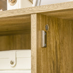 Buffet meuble de rangement armoire haut aspect bois et cannage design 2 portes - dim. 90L x 32,5l x 120H cm