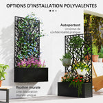 Jardinière avec treillis, bac à fleurs pour plantes grimpantes, légumes, fleurs en métal 61 x 23 x 113 cm noir