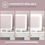 Miroir Lumineux LED intensité 3 modes d'éclairage, grossissement 10X,  port de charge USB, touche tactile - 80 x 62 cm