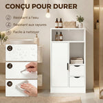 Mobiletto da bagno, mobile contenitore stretto con 2 cassetti, scomparti a giorno, 50x25x100cm, bianco