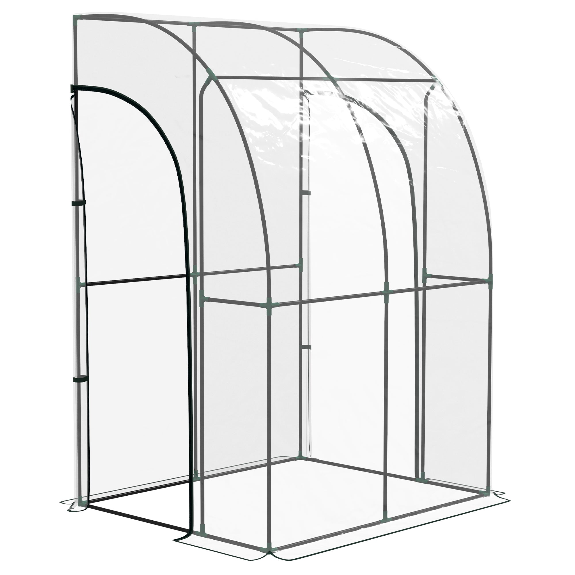 Serre de Jardin adossée serre adossée 2 portes zippées enroulables acier PVC transparent