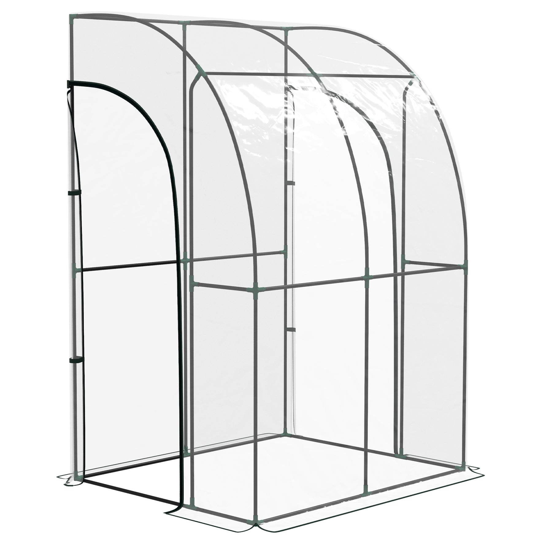 Serre de Jardin adossée serre adossée 2 portes zippées enroulables acier PVC transparent