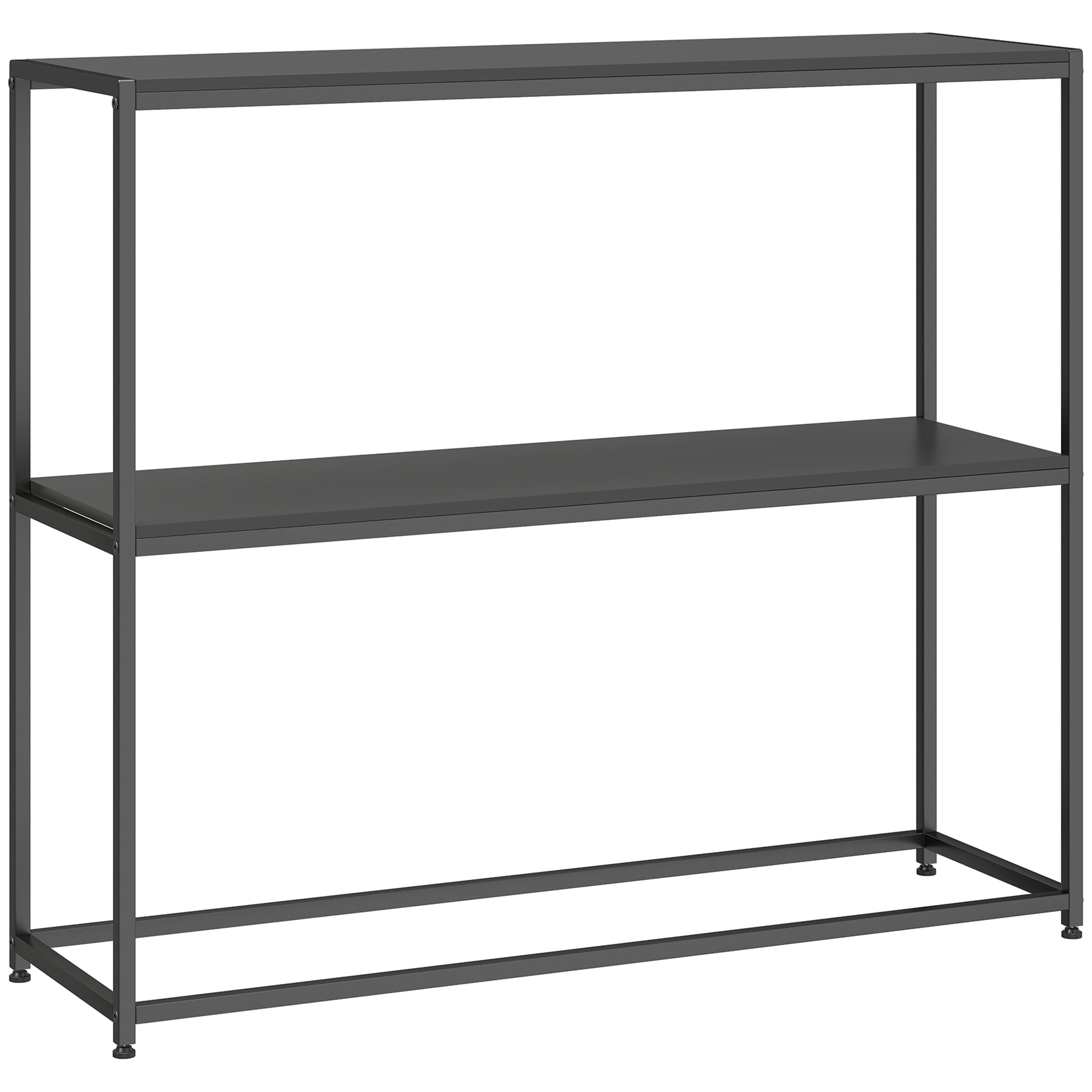 Table Console en Acier 2 Étagères Design Moderne pour Salon Entrée Couloir 100 x 30 x 87 cm Noir