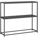 Table Console en Acier 2 Étagères Design Moderne pour Salon Entrée Couloir 100 x 30 x 87 cm Noir