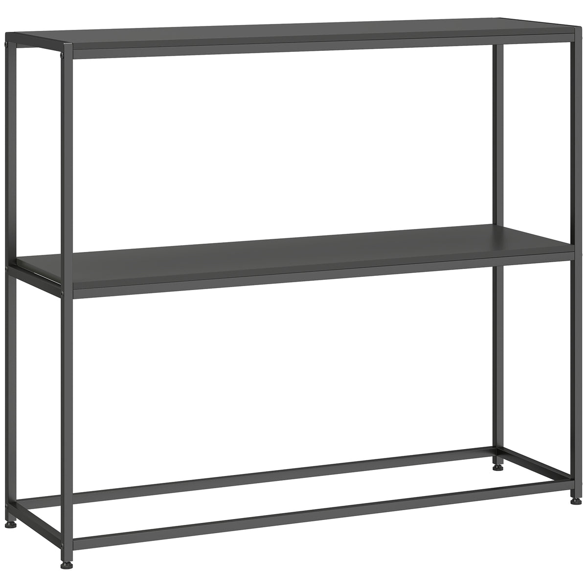 Table Console en Acier 2 Étagères Design Moderne pour Salon Entrée Couloir 100 x 30 x 87 cm Noir