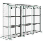 Serre de jardin avec étagères à 3 niveaux serre de balcon 3 portes enroulables zippées 215 x 46 x 151 cm transparent