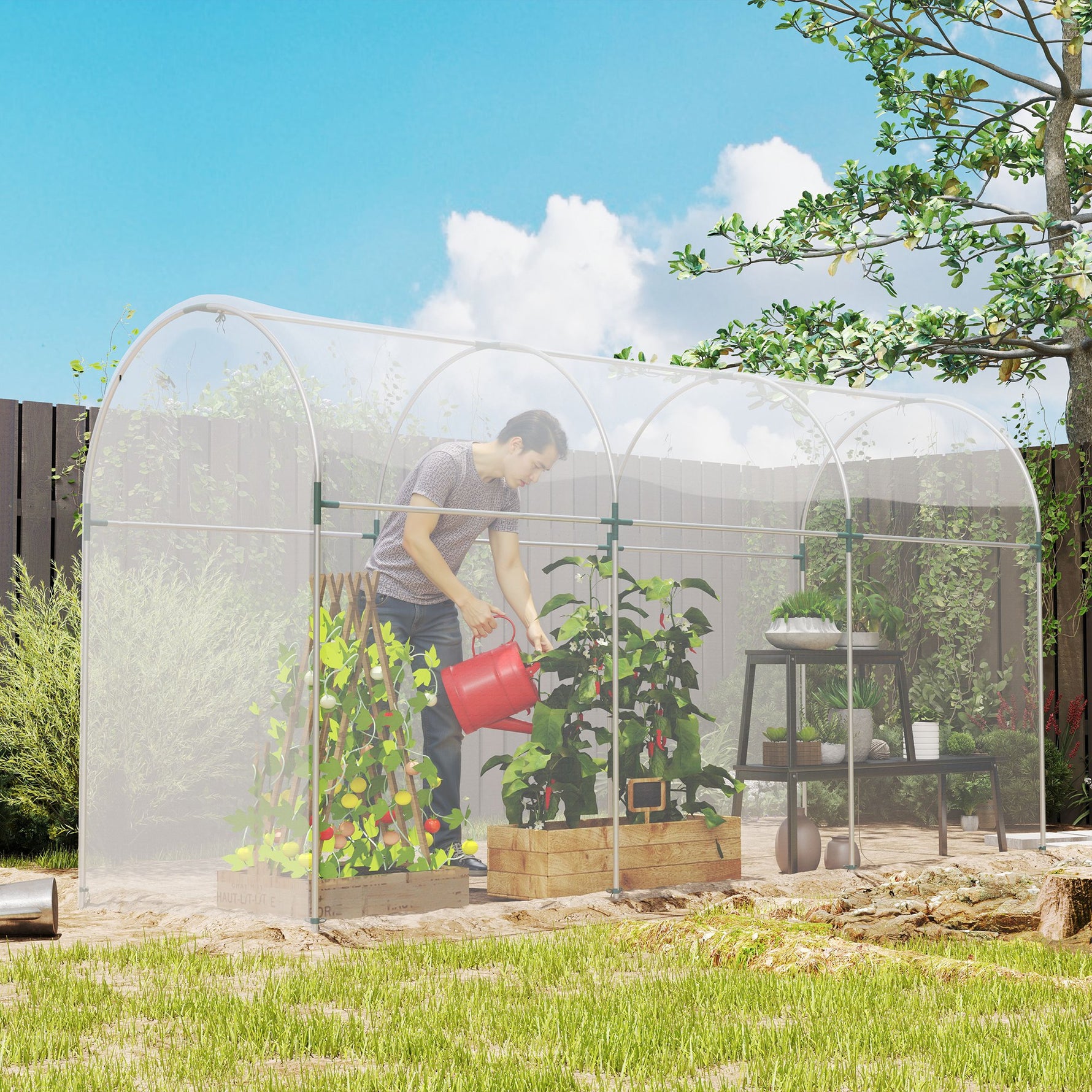 Bâche pour serre bâche plastique transparente 6 x 10 m imperméable résistante aux UV polyéthylène 150g/m² transparent