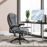 Fauteuil de bureau massant et chauffant, chaise de bureau, chaise ergonomique avec hauteur réglable, dossier inclinable et télécommande filaire, pivotant à 360° tissu en polyester gris chiné