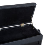 Banc de piano, banc de clavier réglable en hauteur en bois massif, tabouret piano avec compartiment caché, siège rembourré polyuréthane à 10 boutons, stable et antidérapant, charge 200kg, noir