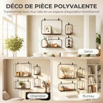 Lot de 4 étagères murales industrielles, étagères flottantes géométriques en métal, pour salon, chambre et bureau, noir