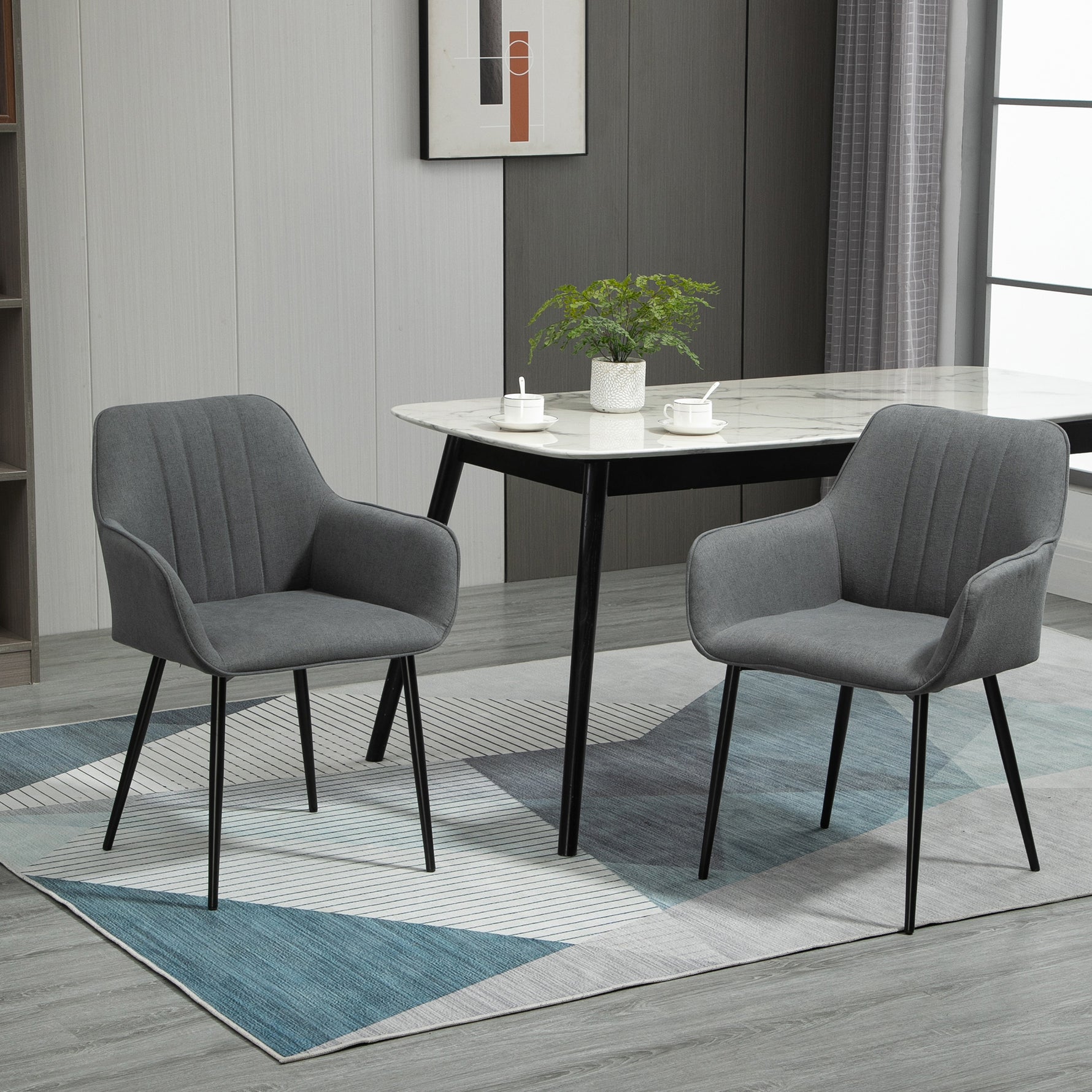 Chaises de Salle à Manger Chaises de Visiteur Design scandinave - Lot de 2 chaises - Pieds effilés métal Noir