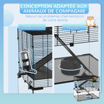 Cage hamster cage rongeur 3 niveaux avec roue rampes maisonnette abreuvoir mangeoire 60L x 40l x 54,5H cm noir