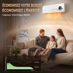 Chauffage mural en céramique 1000/2000W, radiateur électrique, ventilateur, thermostat, minuterie, 50x18,6x12,9cm, blanc