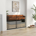 Barrière de sécurité barrière pour animal domestique longueur réglable dim. 145L x 76H cm noir-1