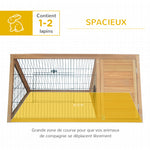 Clapier triangulaire de sol enclos extérieur niche double porte convient aux lapins poules tortue terrestre dim. 116L x 62,2l x 52,5H cm bois massif pin