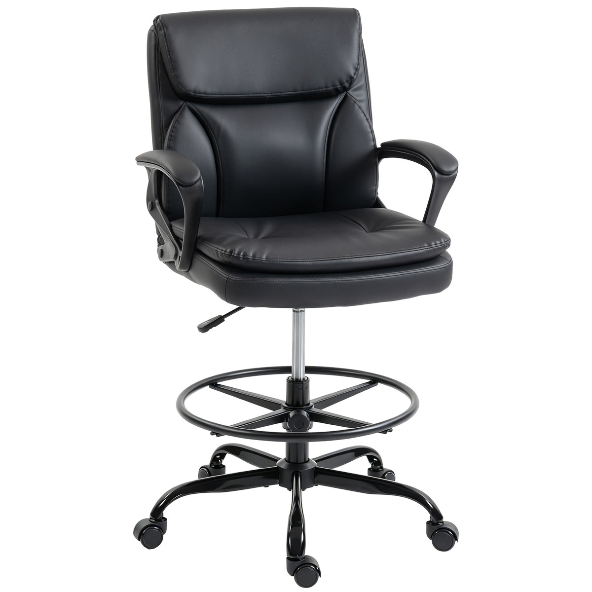 Chaise bureau ergonomique, chaise de dessin réglable en hauteur, repose-pieds réglable, 61 x 61 x 108 cm, noir