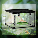 Boîte à Reptiles, Habitat de Terrarium Transparent, Couvercle Coulissant en Treillis Métallique, 30 x 30 x 20 cm, Noir
