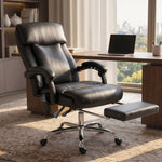 Fauteuil de Bureau Massant Vibrant et Chauffant, Chaise Bureau Ergonomique en PU avec Hauteur Réglable, Noir