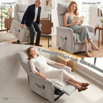 Fauteuil Releveur Électrique, Fauteuil Relax Électrique en Chenille avec Coussin à Ressorts, Dossier Inclinable, Gris