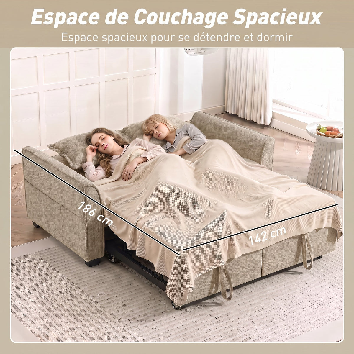 Canapé Convertible 2 Places 4 en 1, Canapé-Lit d'Angle en Chenille 167cm, Dossier Réglable, Assise Large, Marron