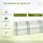 Mini Serre de Jardin Serre à tomates 4L x 1l x 0,80H m Acier PVC Anti-UV 4 fenêtres Zip enroulables Vert et Transparent