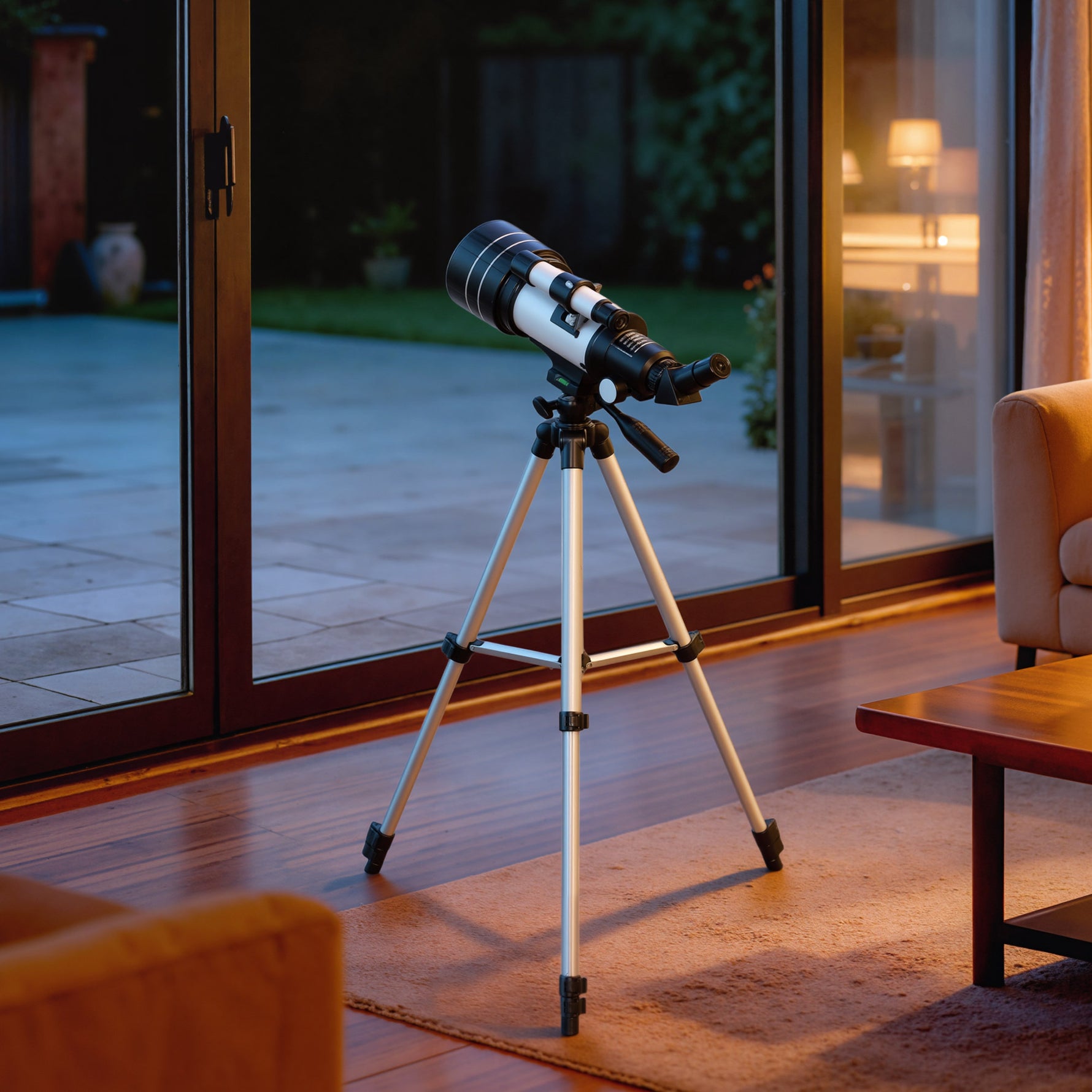 Télescope Astronomique 70 mm, Télescope Réfracteur 100X/50X/30X avec 3 Oculaires, Monture AZ 300 mm, 76x76x133cm, Blanc