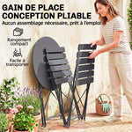 Ensemble Bistrot de Jardin 3 Pièces Table et 2 Chaises Pliantes à Lattes Double Protection Antirouille Noir