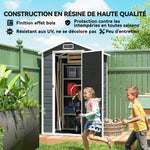 Abri de jardin en plastique avec plancher porte verrouillable fenêtre et ventilation  128 x 104 x196 cm gris