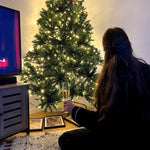 Sapin de Noël Artificiel Lumineux 210H cm LED x 700 Blanc Chaud + Support Pied 2154 Branches Vert