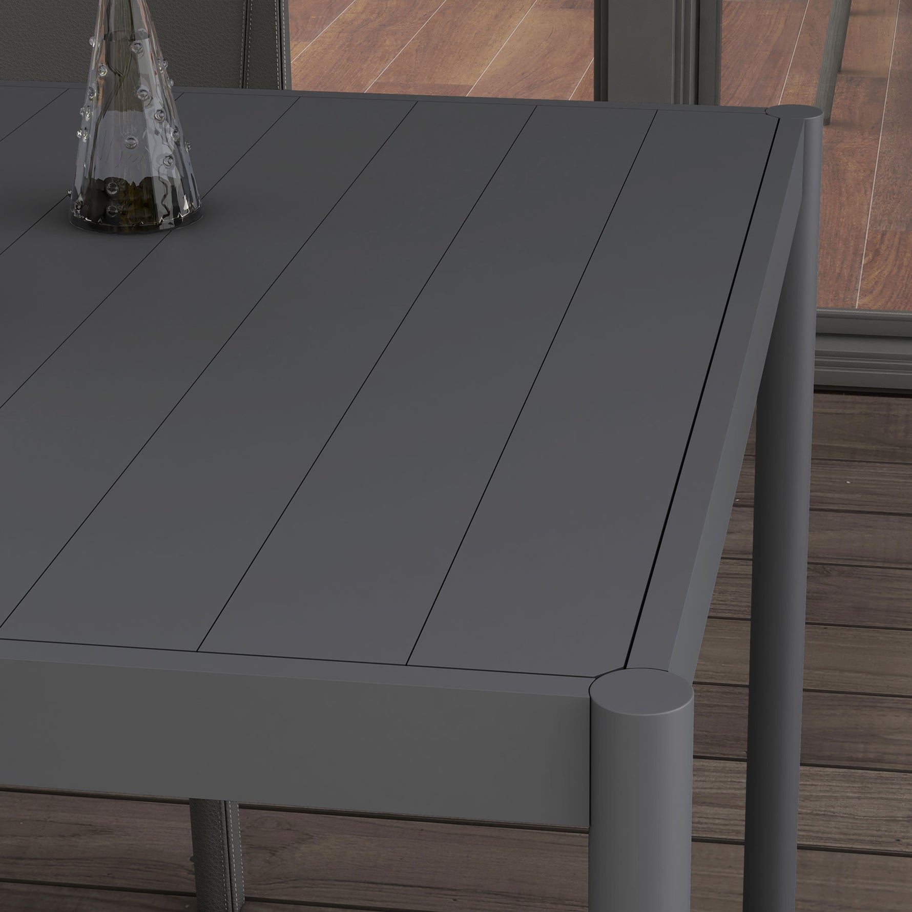 Table de jardin rectangulaire pour 6 personnes en aluminium plateau à lattes dim. 145L x 90l x 74H cm gris