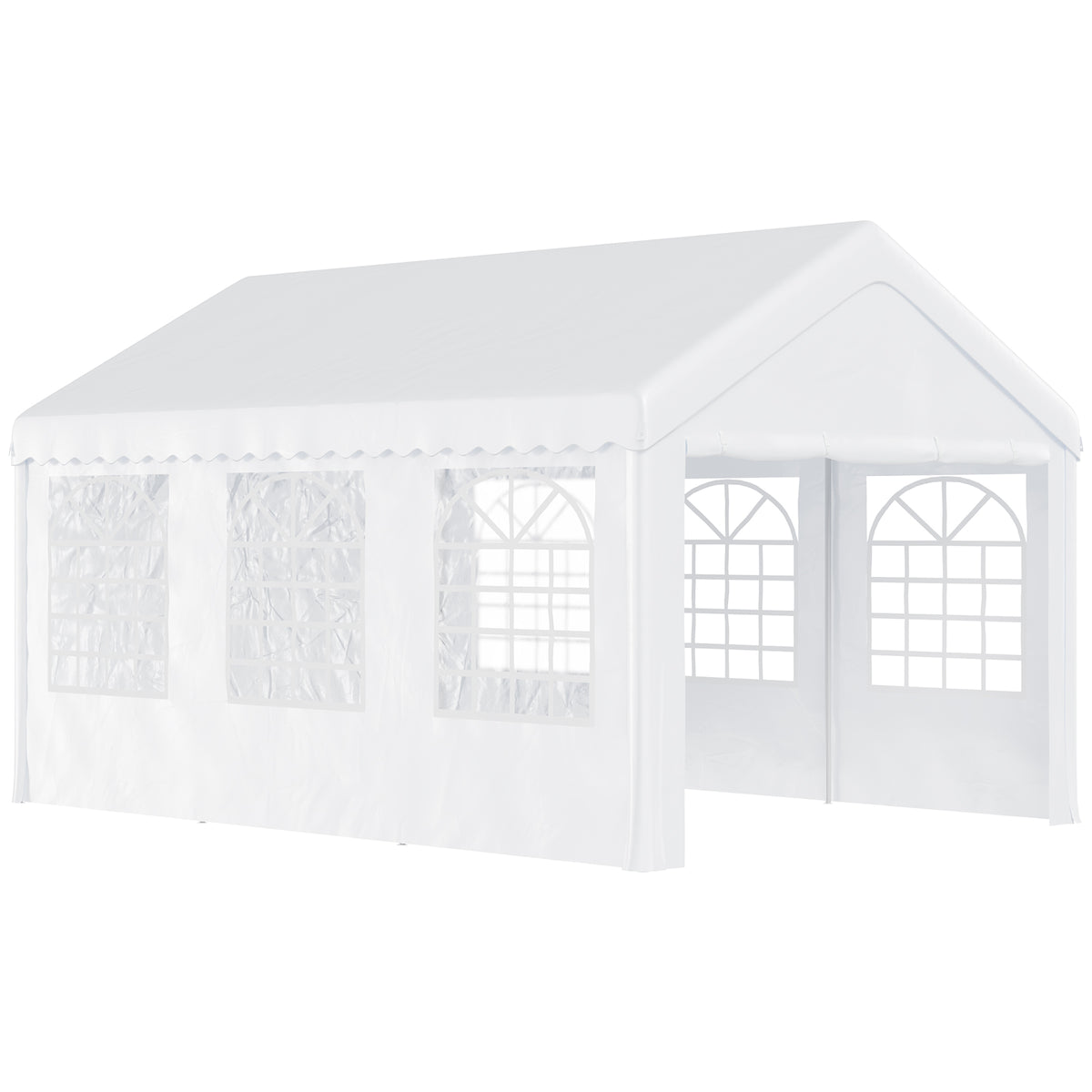 Tente de réception chapiteau de jardin chapiteau barnum 4 parois amovibles portes zippées idéal pour fête mariage soirée 6 x 4 x 2,8 m acier toile polyéthylène 180 g/m² blanc
