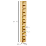 Rangements pour CD et DVD, étagère colonne de rangement, meuble de rangement bois naturel