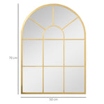 Miroir mural en métal cadre doré en forme de voûtée – 70 x 50 cm – décoration pour entrée ,chambre à coucher, salon