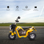 Moto électrique Enfant Chopper Tout-Terrain 6 V 20 W Marche AV AR 3 Roues Effets Lumineux et sonores Jaune Noir