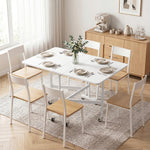 Mesa de Comedor Plegable con Ruedas para 4-6 Personas 120 cm, Ruedas con Frenos, 2 Abatibles, Estilo Industrial, Blanco