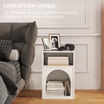 Lot de 2 tables de chevet, table de nuit avec compartiments ouverts, design arqué, 40 x 30 x 60 cm, blanc