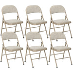 6er-Set Klappstühle, tragbare Esszimmerstühle, Stahlrahmen, Maße 45B x 46T x 78H cm, beige