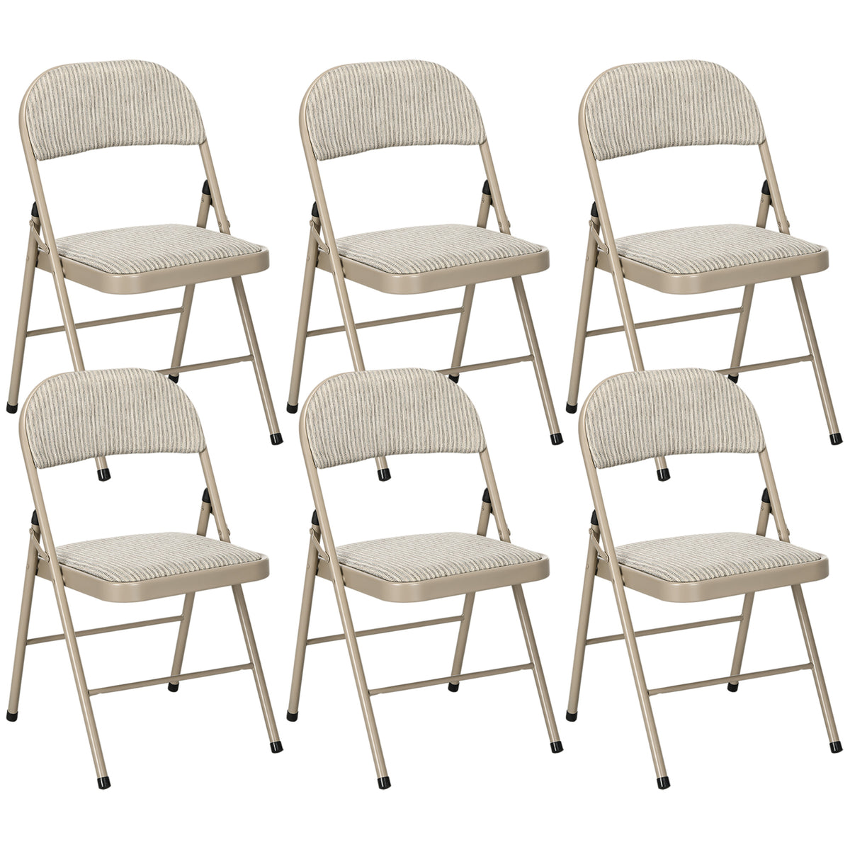 6er-Set Klappstühle, tragbare Esszimmerstühle, Stahlrahmen, Maße 45B x 46T x 78H cm, beige