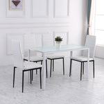 Lot de 4 chaises de salle à manger chaises de cuisine avec dossier haut pieds en métal et tissu en lin 41x50x97cm blanc