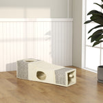 Tunnel pour chat intérieur jouets pour chats avec balle suspendue entrées multiples en sisal 98 x 30 x 30 cm crème
