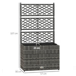Jardinière pour plantes avec treillis 2 bacs à plante 22L en résine tressée et acier galvanisé 57 x 30 x 107 cm gris