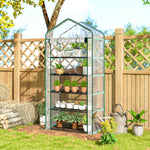Serre de jardin PVC avec étagères 5 niveaux, serre de balcon, châssis en acier, porte zippée, 90x49x193cm, transparent