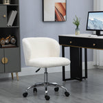 Chaise de bureau sans accoudoir en toison d'agneau hauteur réglable pivotant à 360 ° charge max. 120 Kg blanc