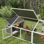 Poulailler pour poules cage à poule avec nichoir porte et toit ouvrable pour 4 et 8 poules 240 x 112,5 x 76 cm blanc