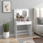 Coiffeuse avec miroir Hollywood, tiroirs, 3 modes d'éclairage, 10 ampoules, 80 x 40 x 135 cm, blanc