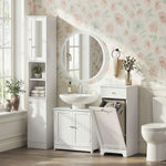 Meuble salle de bain sous lavabo - meuble sous-vasque - placard 2 portes avec étagère - dim. 60L x 30l x 60H cm - en bois blanc